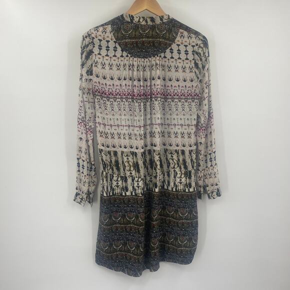 Anthropologie TINY Mollie Boho Tunic Mini Dress Drop Waist Long Sleeve Print XS - Picture 4 of 8